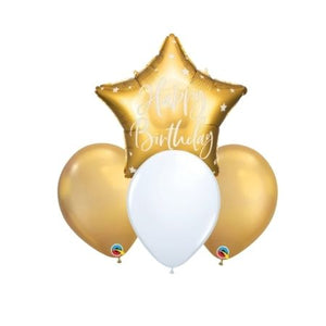 Gold and White Happy Birthday Balloon Sets I Helium Balloons for Collection Ruislip I My Dream Party Shop