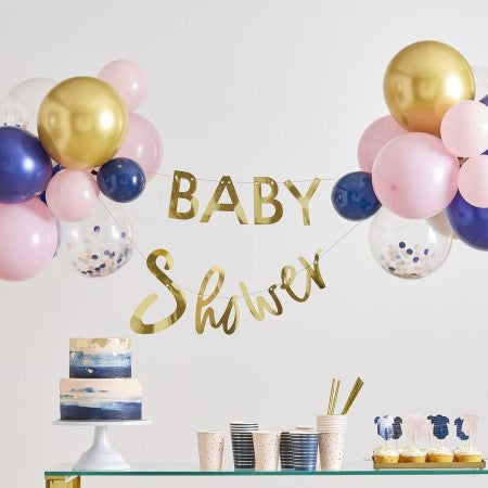 Gold Baby Shower Balloon Bunting Kit I Gender Reveal Party I My Dream Party Shop UK