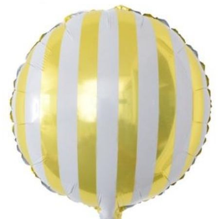 Round Candy Striped Gold Foil Balloons I Cool Party Balloons I My Dream Party Shop I UK