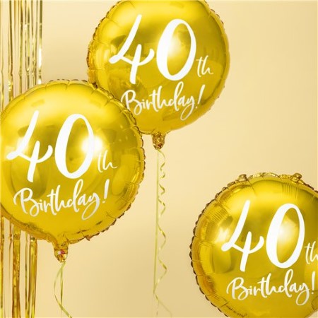 40th Birthday Gold Balloon I Milestone Birthday Party Decorations I My Dream Party Shop UK