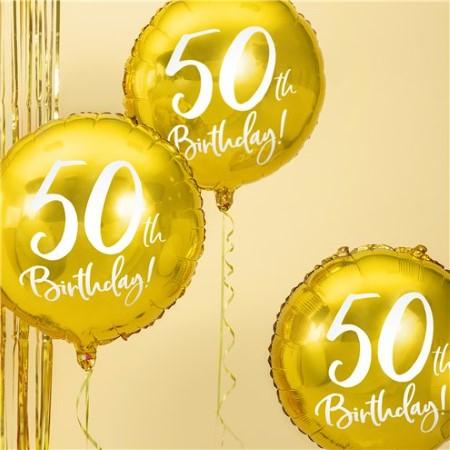 Gold and White 50th Birthday Balloon I 50th Birthday Party Supplies I My Dream Party Shop UK
