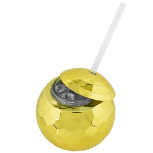 Gold Disco Ball Cocktail Cup with Straw I Novelty Party Cups I My Dream Party Shop I UK