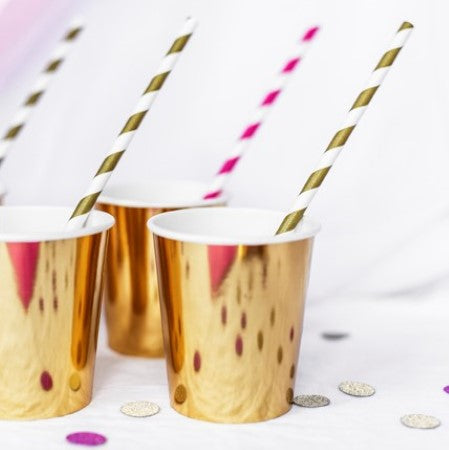 Large Gold Foil Cups I Pretty Gold Tableware &amp; Decorations I My Dream Party Shop I UK
