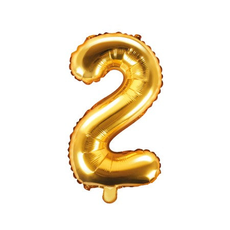 Small Gold Foil Number Two Balloons 14 inches I My Dream Party Shop I UK