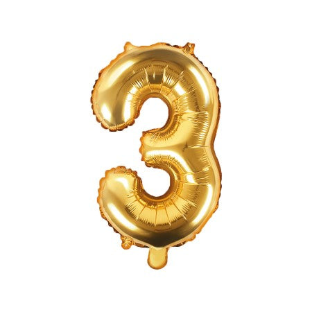 Small Gold Foil Number Three Balloons 14 inches I My Dream Party Shop I UK