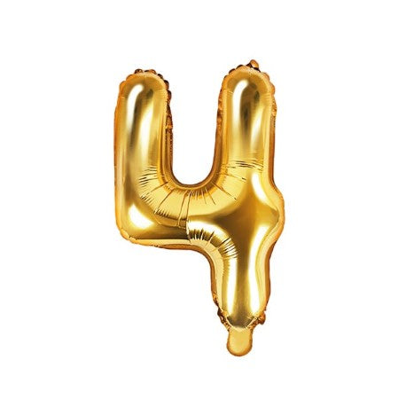 Small Gold Foil Number Four Balloons 14 Inches I My Dream Party Shop I UK