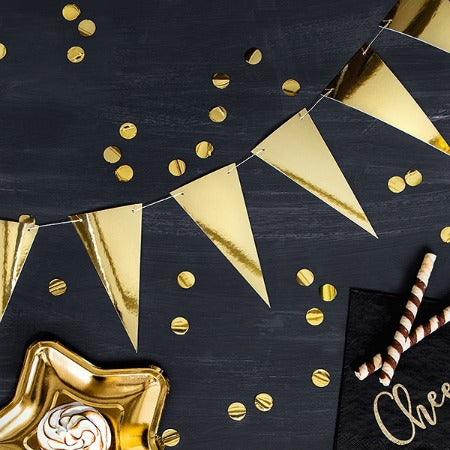 Gold Foil Triangle Party Bunting Garland I Gold Party Decorations I My Dream Party Shop UK