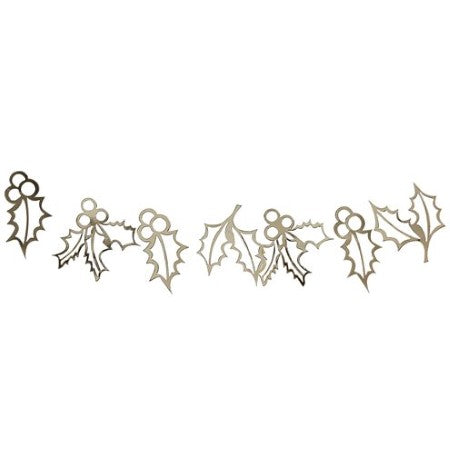 Gold Glitter Holly Garland I Stylish Christmas Decorations UK