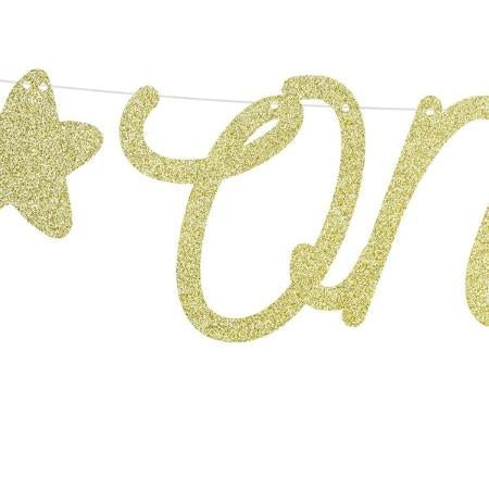 Gold Glitter One Banner I 1st Birthday Party Decorations I My Dream Party Shop I UK