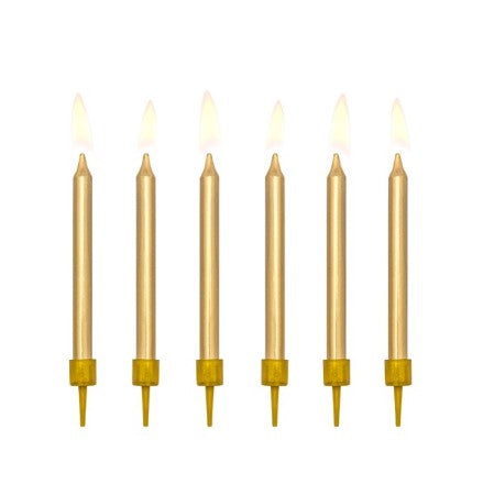 Metallic Gold Candles Set of 6 I Gold Cake Accessories I My Dream Party Shop I UK