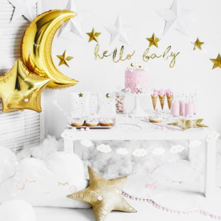 Gold Hello Baby Garland I Modern Baby Shower Decorations I My Dream Party Shop UK