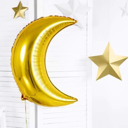 Metallic Gold Moon Balloon I Moon Decorations and Tableware I UK