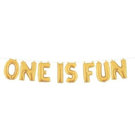 Gold One is Fun Balloon Bunting I First Birthday Party Decorations I My Dream Party Shop UK