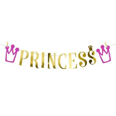 Gold Princess Garland I Pink Princess Party Decorations I My Dream Party Shop UK