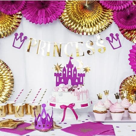 Gold Princess Garland I Pink Princess Party Decor I My Dream Party Shop I UK