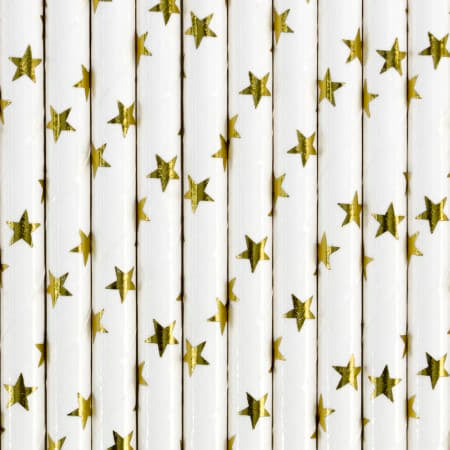 White and Gold Star Straws I Gold Party Decorations I My Dream Party Shop UK