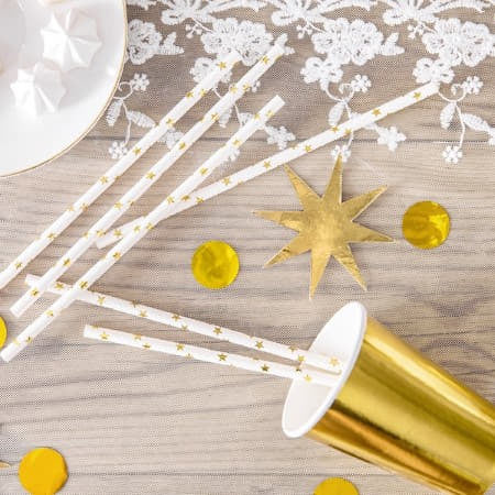 Gold Star Straws I Modern Christening Party Supplies I My Dream Party Shop I UK