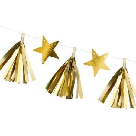 Mini Gold Stars and Tassels Garland I Gold Party Decorations I My Dream Party Shop UK