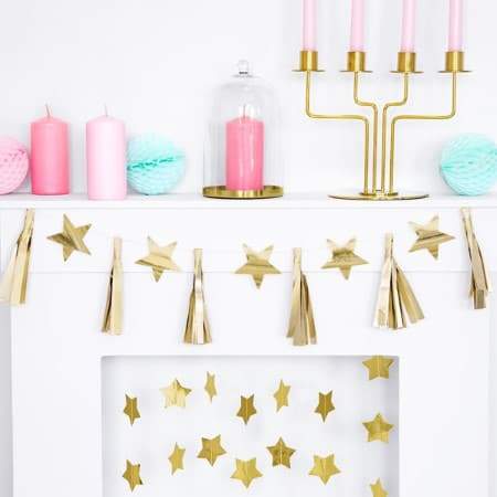 Mini Gold Stars and Tassels Garland I Pretty Party Decorations I UK