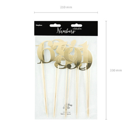 Set of 10 Gold Numbers for Cake Toppers or Table Numbers I Party Accessories I UK