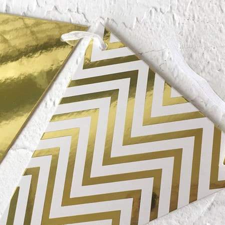 Gold and White Chevron Bunting I Stunning Gold Decorations I UK