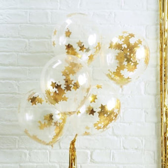Gold Star Confetti Balloons I Modern Confetti Balloons I My Dream Party Shop UK