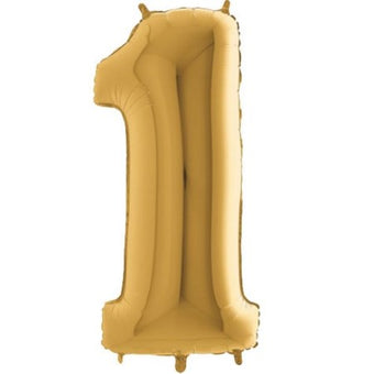 Helium Inflated Vintage Gold One Foil Number Balloons, 40 Inches I My Dream Party Shop Ruislip