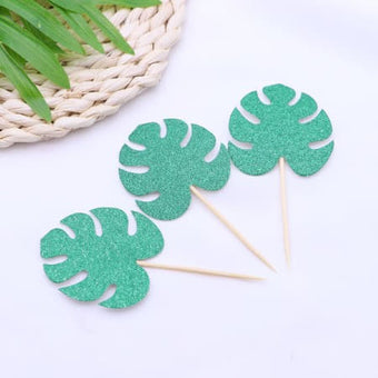 Glittery Green Palm Leaf Cake Toppers I Tropical Party Decorations I My Dream Party Shop I UK