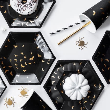 Black Bat Plates I Halloween Party Tableware I UK