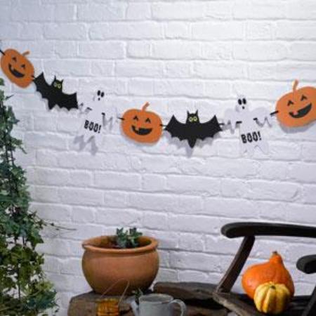 Black and Orange Halloween Garland I Halloween Party Decorations I My Dream Party Shop UK