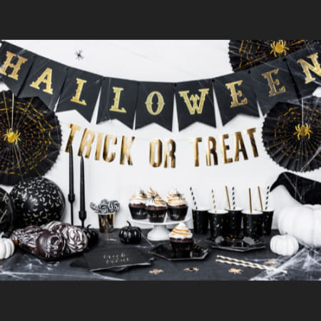 Halloween Black and Gold Garland I Modern Halloween Party Decorations I My Dream Party Shop I UK