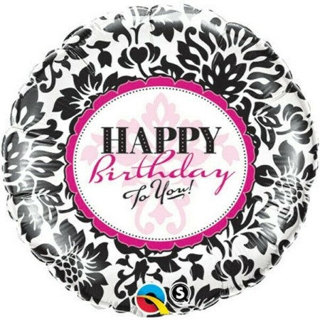 Damask Happy Birthday Balloon I Modern Happy Birthday Balloons I My Dream Party Shop UK