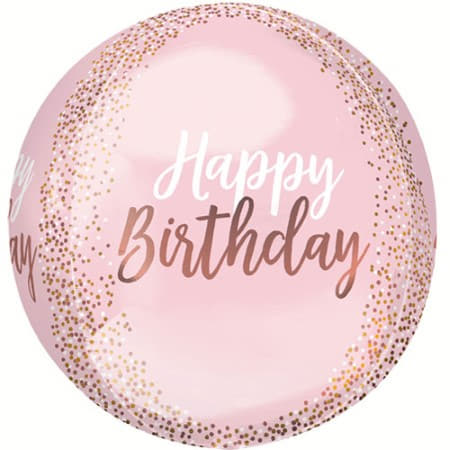 Happy Birthday Blush Orbz 16 Inches I Rose Gold and Blush Party Supplies I My Dream Party Shop