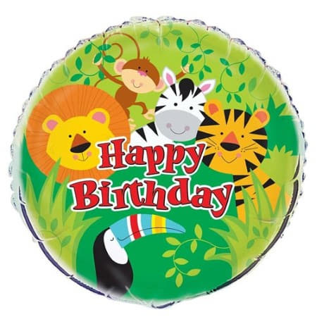 Happy Birthday Jungle Animals Balloon I Happy Jungle Party I My Dream Party Shop UK