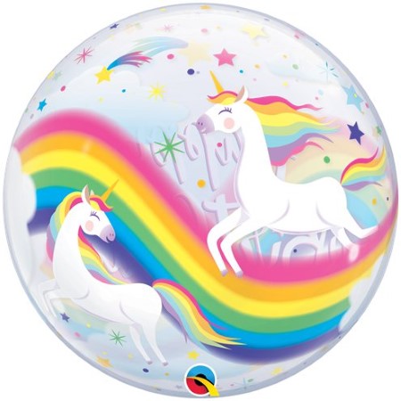 Rainbow Unicorn Happy Birthday Bubble Balloon I Cool Bubble Balloons I My Dream Party Shop UK