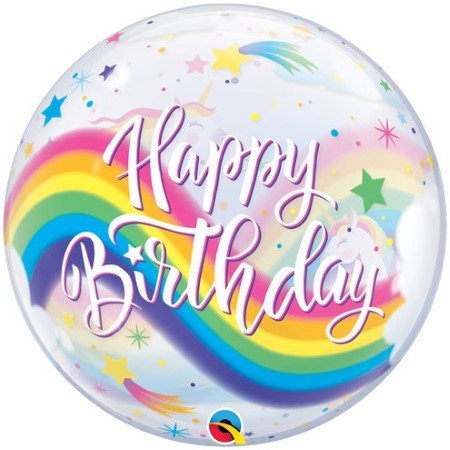 Rainbow Unicorn Happy Birthday Bubble Balloon I Unicorn Party Supplies I My Dream Party Shop UK