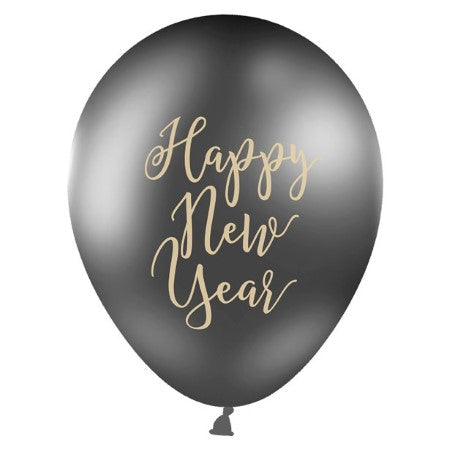 Black Happy New Year Balloons I New Year&#39;s Eve Party Decorations I My Dream Party Shop UK