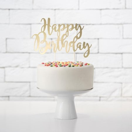 Happy Birthday Gold Cake Topper I Modern Party Supplies I UK