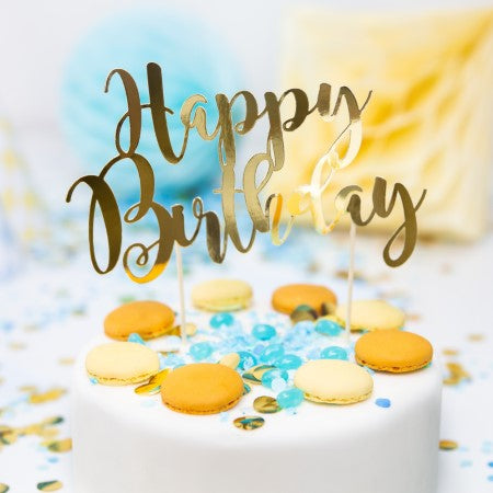 Happy Birthday Gold Cake Topper I Pretty Cake Accessories I UK