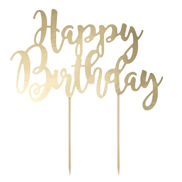 Happy Birthday Gold Cake Topper I Modern Cake Toppers I UK