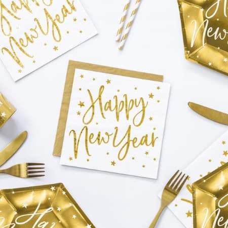 Gold Happy New Year Napkins I New Year's Eve Party Tableware I My Dream Party Shop UK