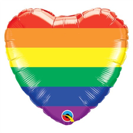 Rainbow Stripes 18&quot; Heart Foil Balloon - My Dream Party Shop