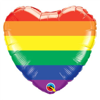 Rainbow Stripes 18" Heart Foil Balloon - My Dream Party Shop