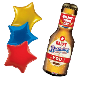 Helium Happy Birthday Beer Bottle Supershape Sets I Helium Balloons I My Dream Party Shop