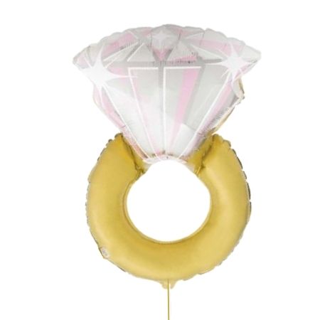 Gold Engagement Ring Helium Balloons (Inflated for Collection)