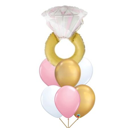 Gold Engagement Ring Helium Balloons (Inflated for Collection)