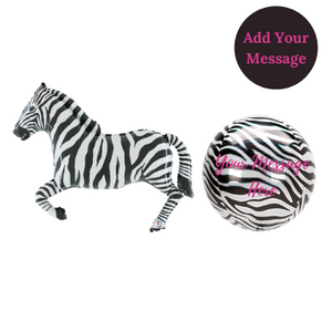 Personalised Zebra Print Orbz Balloon I Collection Ruislip I My Dream Party Shop