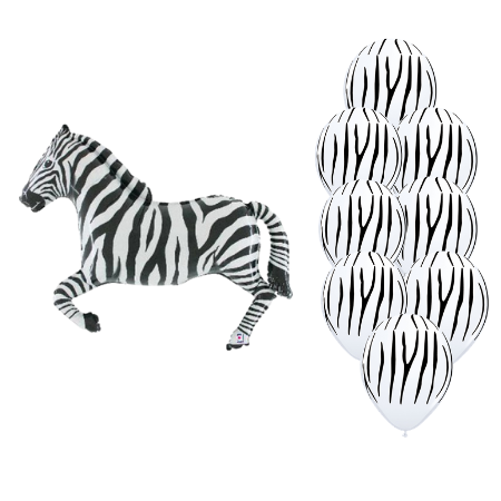 Black and White Zebra Helium Balloons I Ruislip I My Dream Party Shop