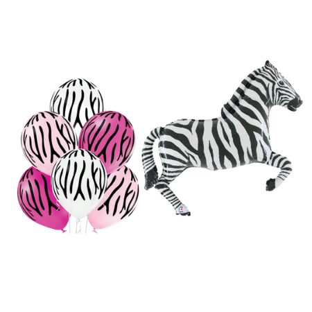 Zebra Print Helium Balloon Sets I Collection Ruislip I My Dream Party Shop