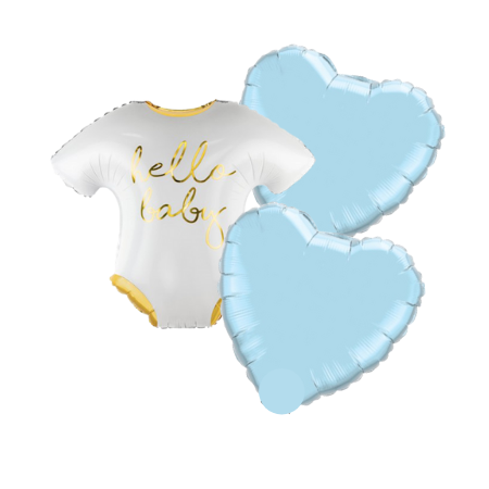 Hello Baby Babygrow Helium Balloon Sets I Baby Shower I My Dream Party Shop